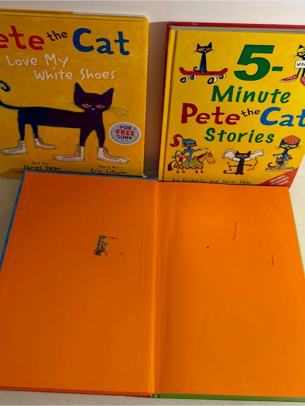 Pete the Cat 3 Hardcover Book Lot 5-Minute Stories I Love My White Shoes Kids